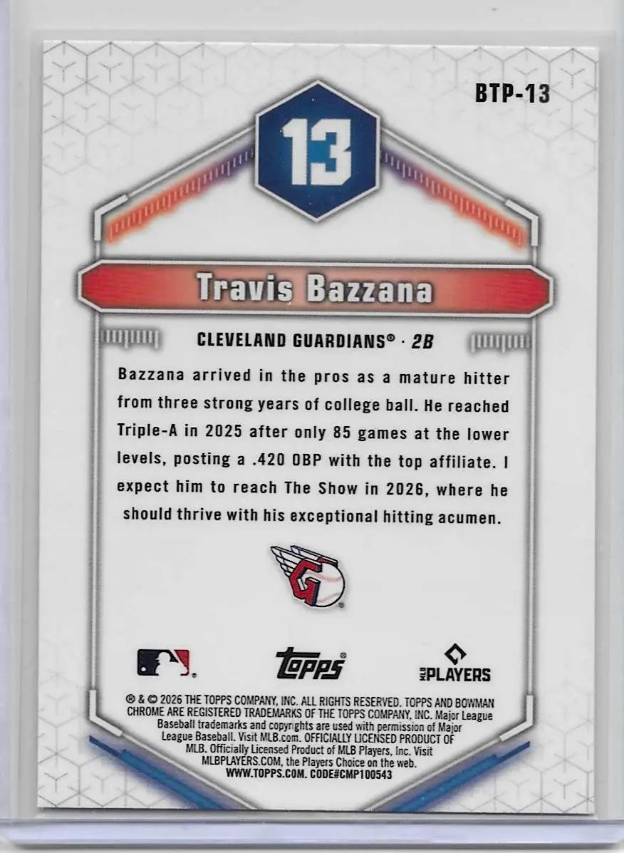 2026 Bowman #BTP-13 Travis Bazzana Bowman Scouts’ Top 100 (1272) - Baseball Card Single