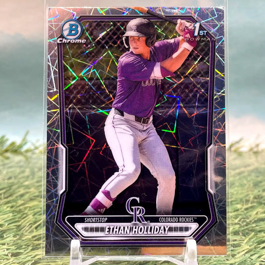 2026 Bowman Chrome 1st Ethan Holliday Lazer Refractor SP Colorado Rockies - Baseball Card Single
