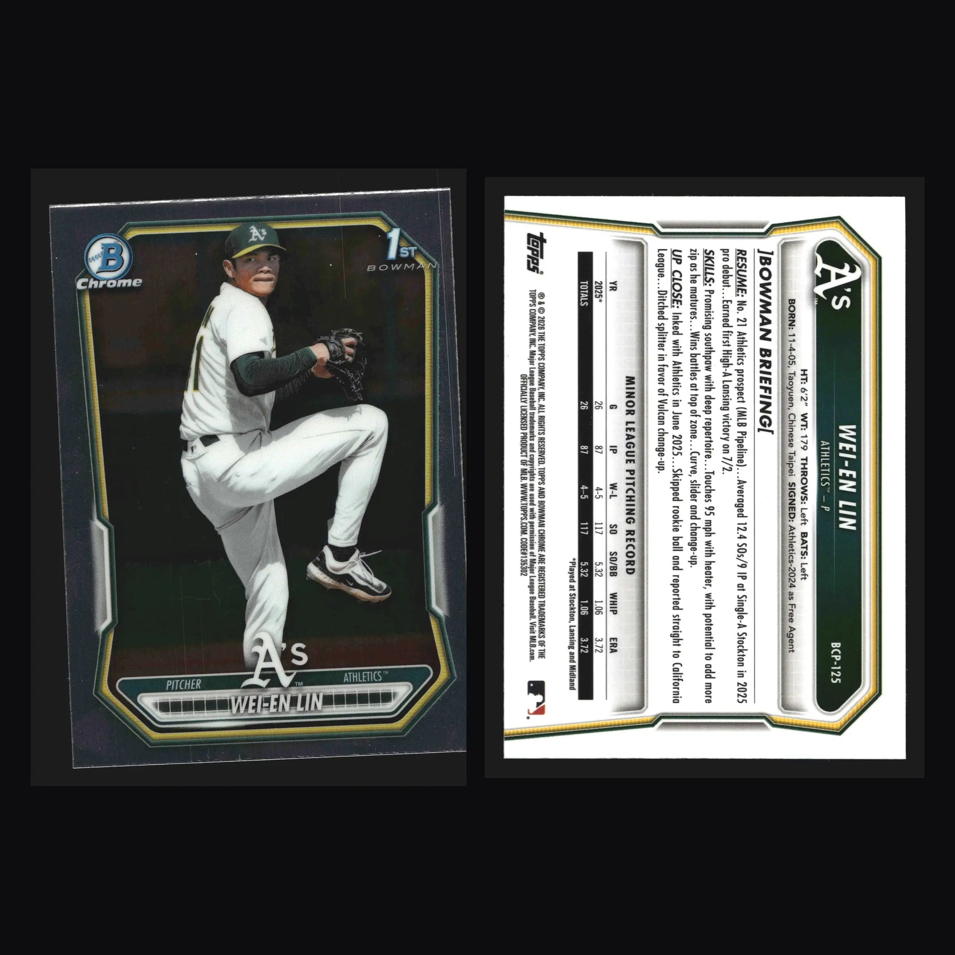 2026 Bowman Chrome #BCP-125 Wei-En Lin Athletics 1st Bowman