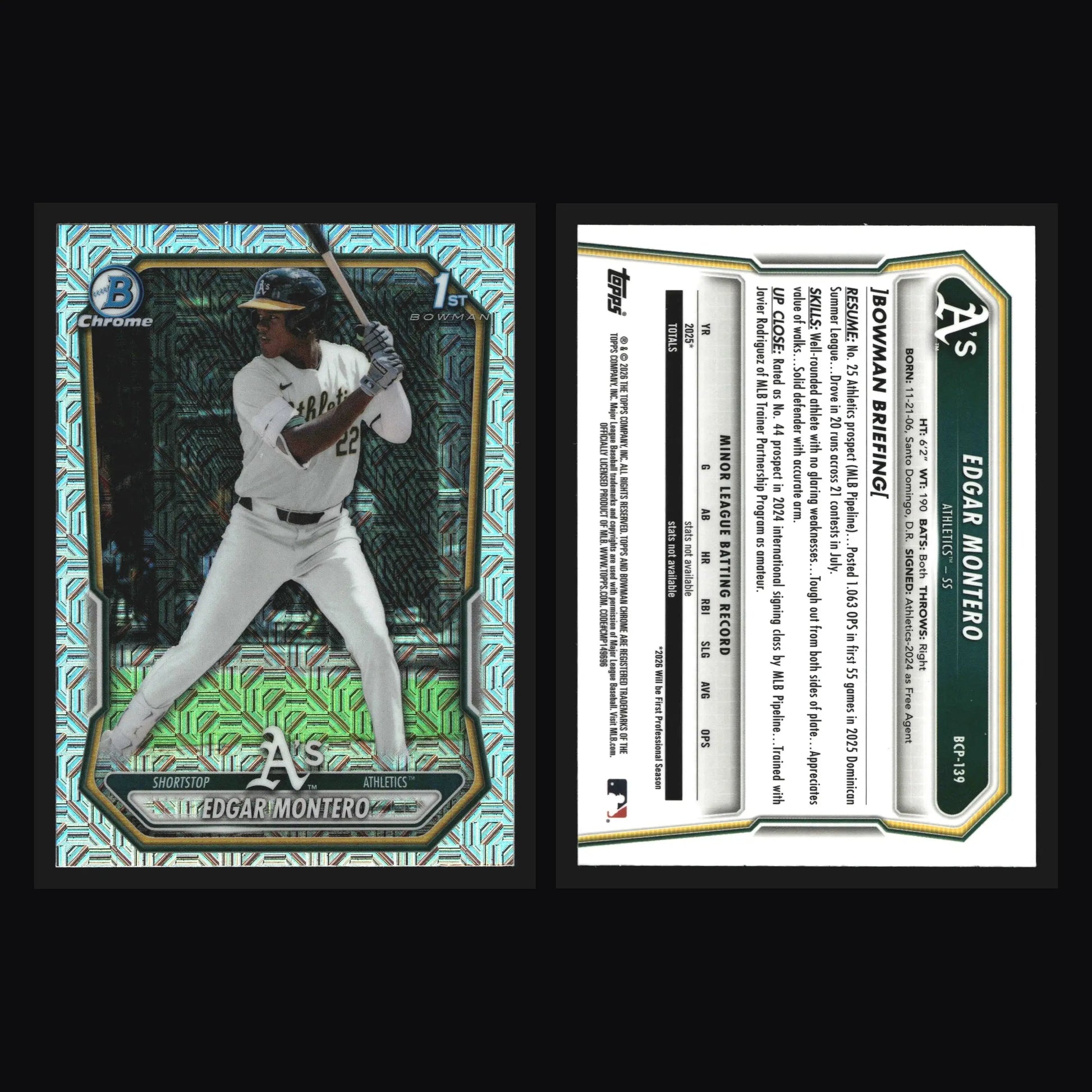 2026 Bowman Chrome #BCP-139 Edgar Montero Mega Box Mojo Refractor - Baseball Card Single