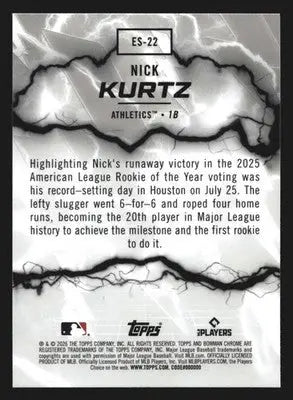 2026 Bowman Chrome Electric Sluggers #ES-22 Nick Kurtz A’s