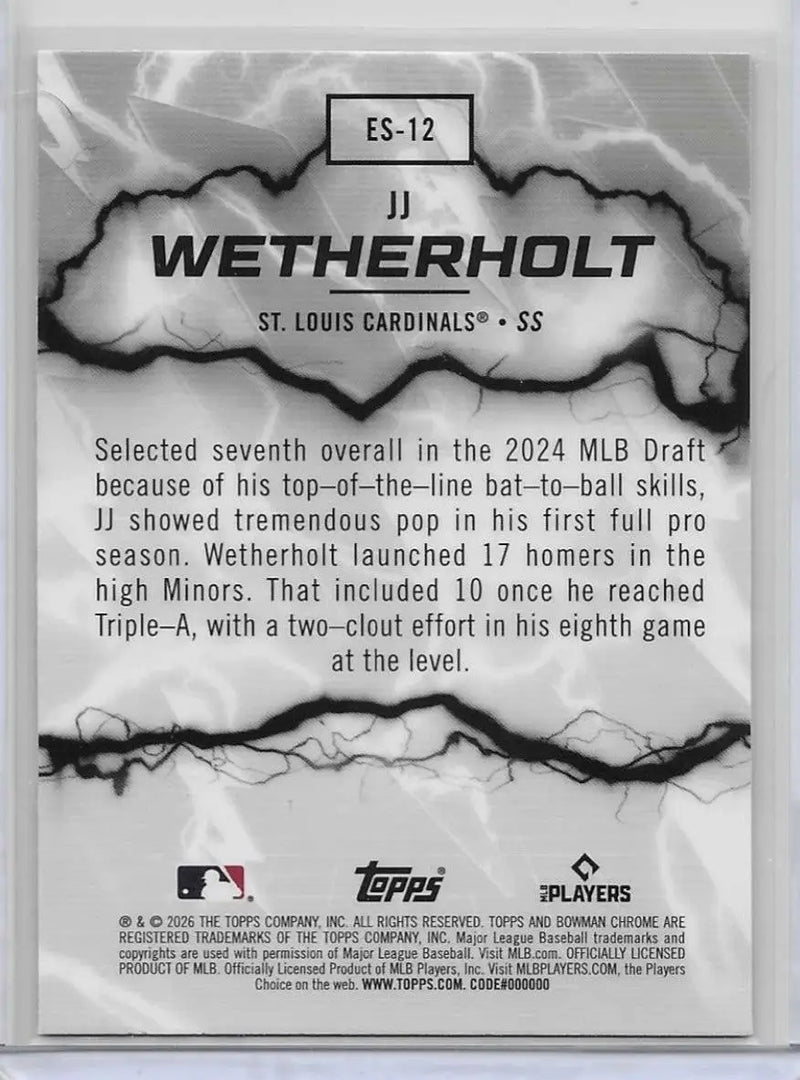 2026 Bowman Chrome #ES-12 JJ Wetherholt RC Rookie Electric Sluggers (1248) - Baseball Card Single