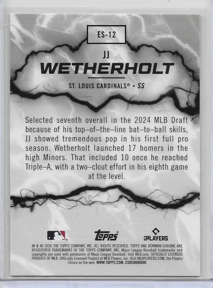 2026 Bowman Chrome #ES-12 JJ Wetherholt RC Rookie Electric Sluggers (1248) - Baseball Card Single