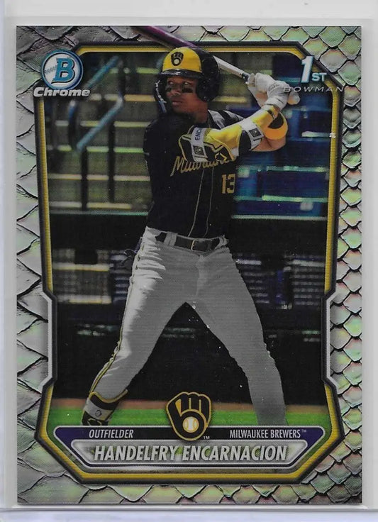 2026 Bowman Chrome Handelfry Encarnacion Reptilian Refractor BCP-47 Brewers 1230 - Baseball Card Single