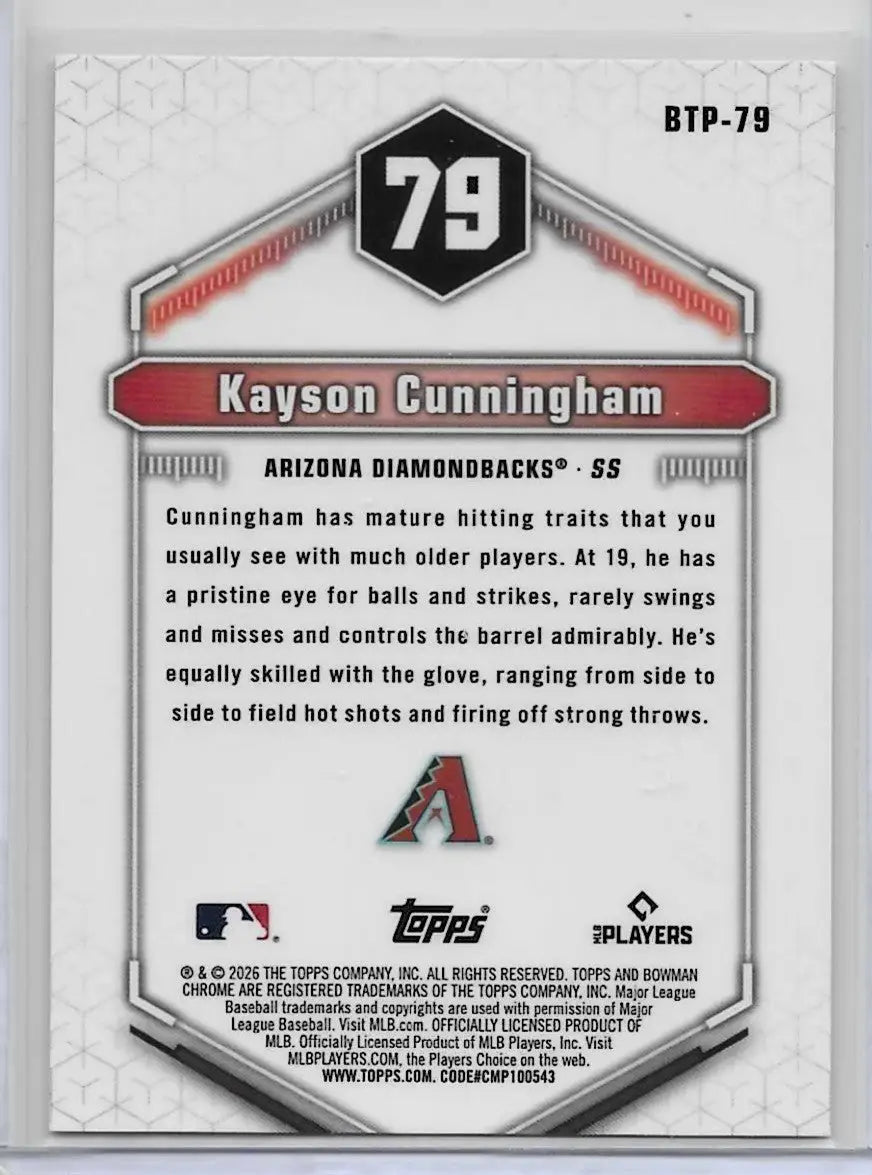 2026 Bowman Chrome Kayson Cunningham Top 100 Kansas City Royals (1244) - Baseball Card Single