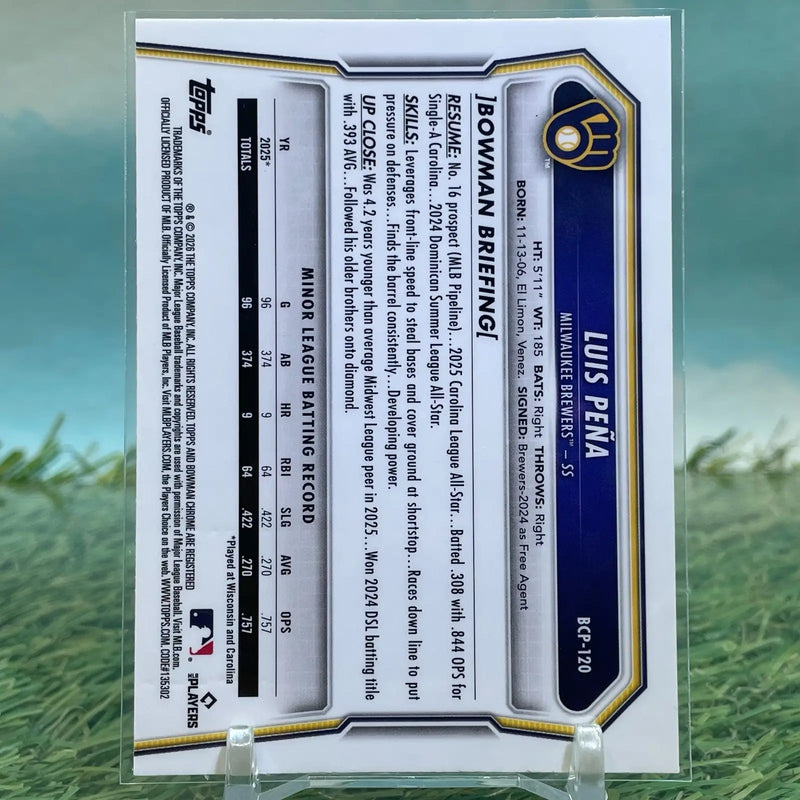 2026 Bowman Chrome Luis Pena Lazer Refractor Prospects #BCP-120 KM83 - Baseball Card Single