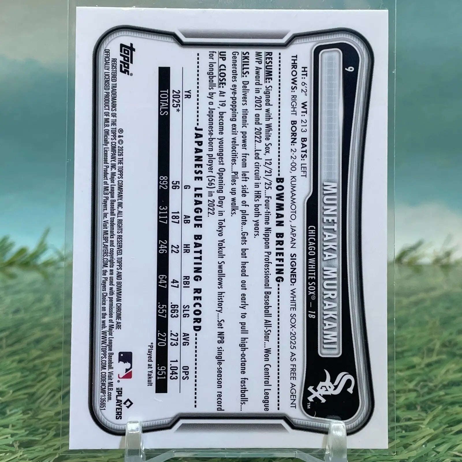 2026 Bowman Chrome Munetaka Murakami (RC) Rookie Mojo Refractor White Sox - Baseball Card Single