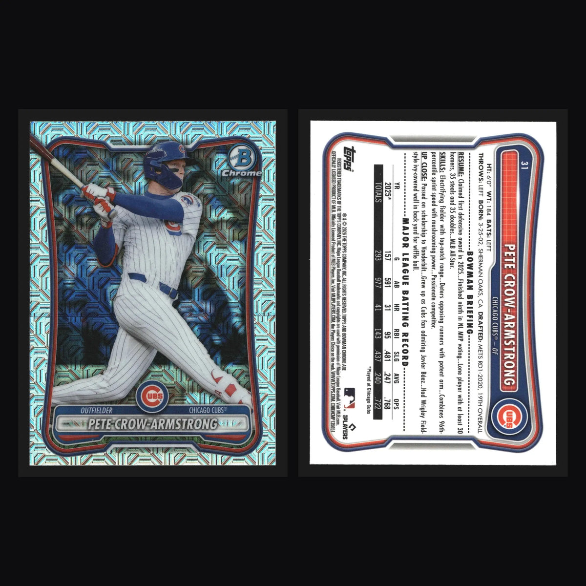 2026 Bowman Chrome Pete Crow-Armstrong #31 Mega Box Mojo Refractor - Baseball Card Single