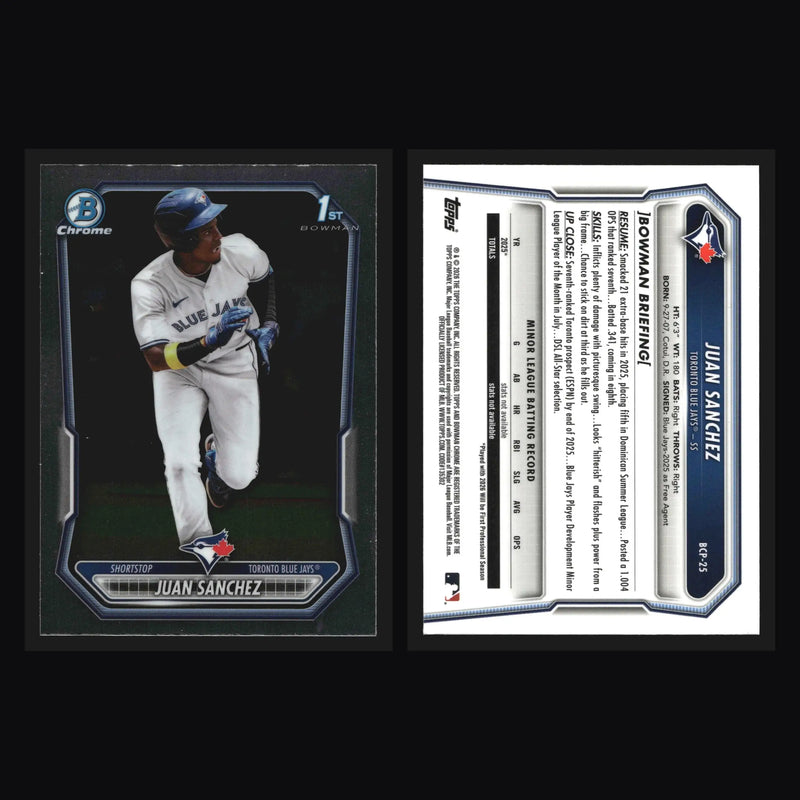 2026 Bowman Chrome Prospects #BCP-25 Juan Sanchez 1st Bowman Blue Jays