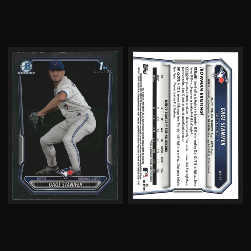 2026 Bowman Chrome Prospects #BCP-37 Gage Stanifer 1st Bowman Blue Jays