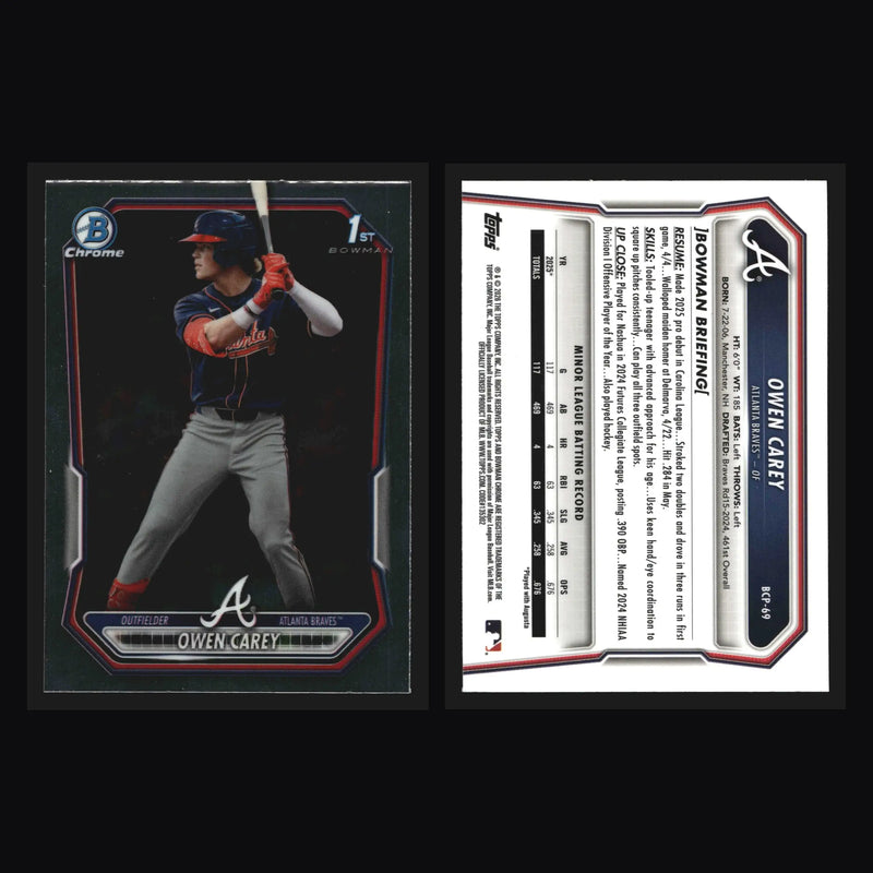 2026 Bowman Chrome Prospects #BCP-69 Owen Carey Braves 1st Bowman