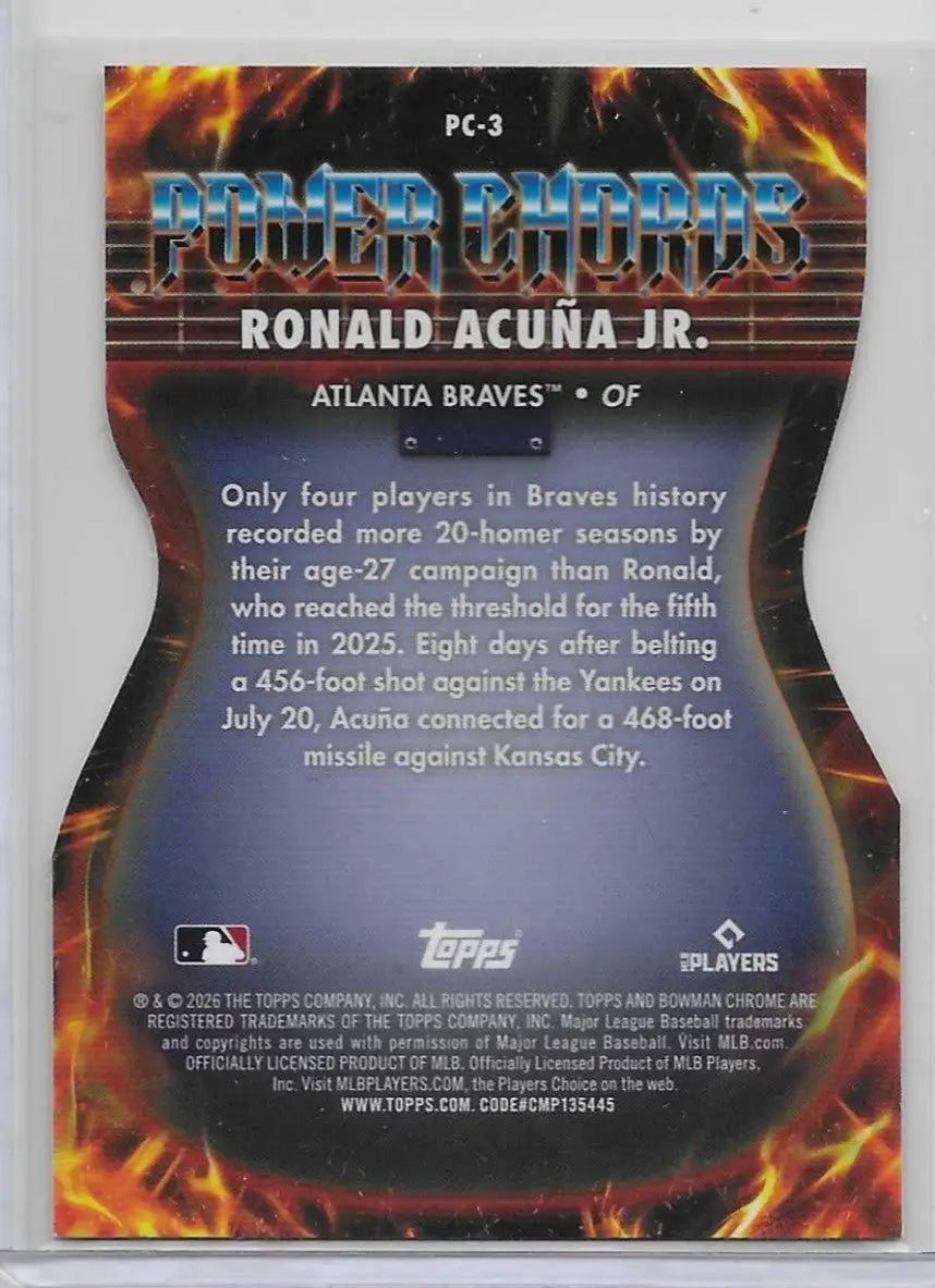 2026 Bowman Chrome Ronald Acuna Jr Power Chords Die Cut #PC-3 BRAVES (1250) - Baseball Card Single