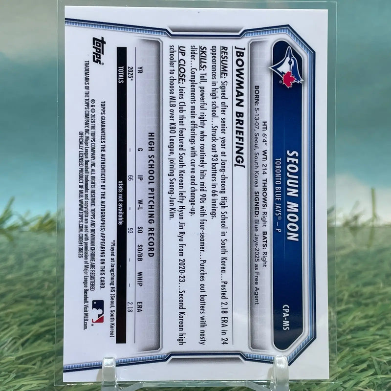 2026 Bowman Chrome Seojun Moon 1st Bowman Auto Blue Jays CPA-MS - Baseball Card Single