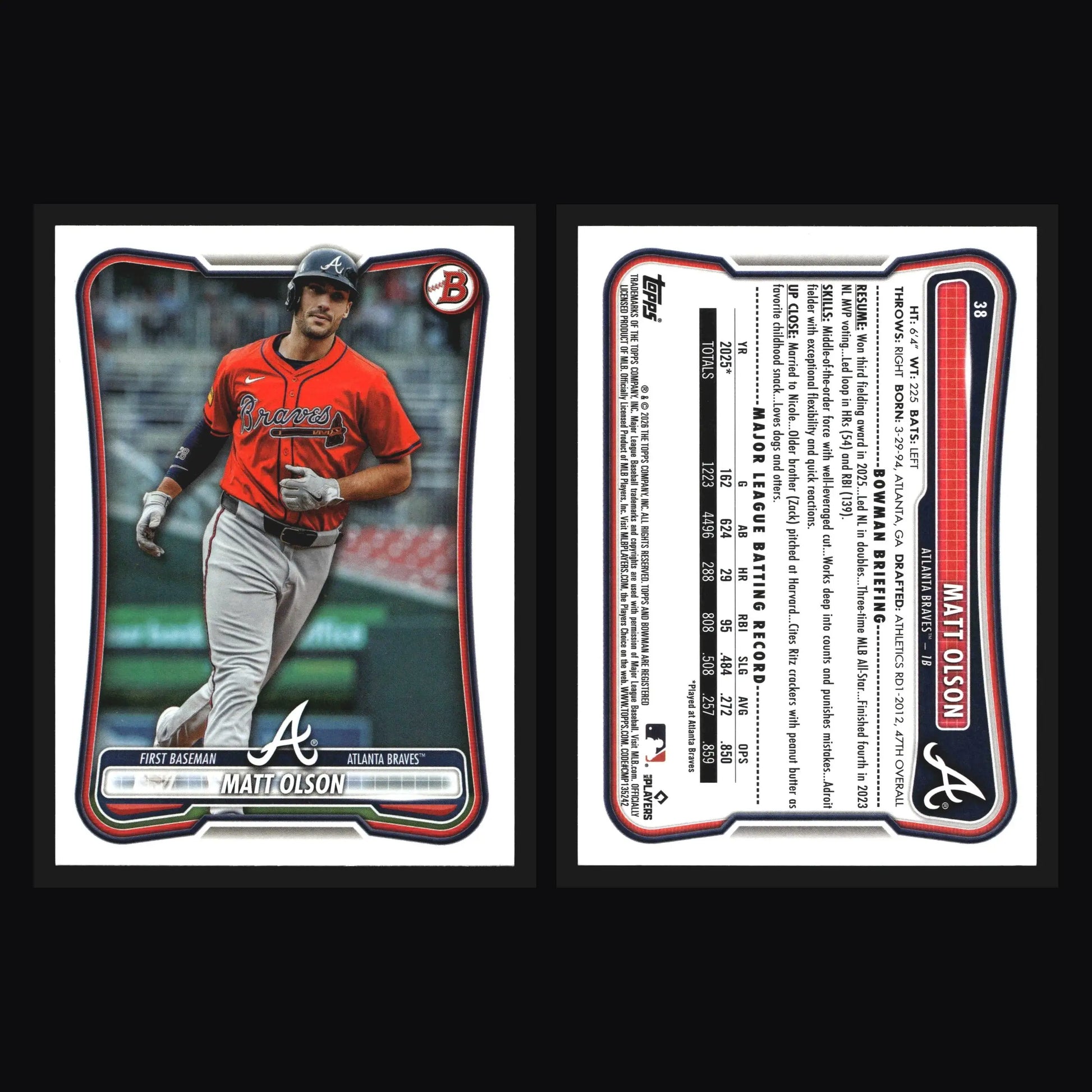 2026 Bowman Matt Olson #38 Atlanta Braves - Baseball Card Single