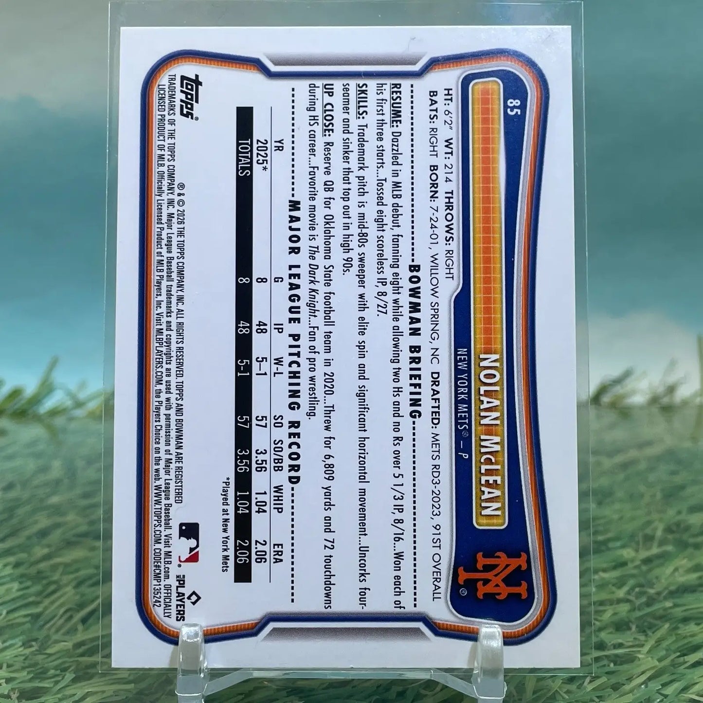 2026 Bowman Nolan McLean #85 Bowman Retro Logo (RC) New York Mets SSP