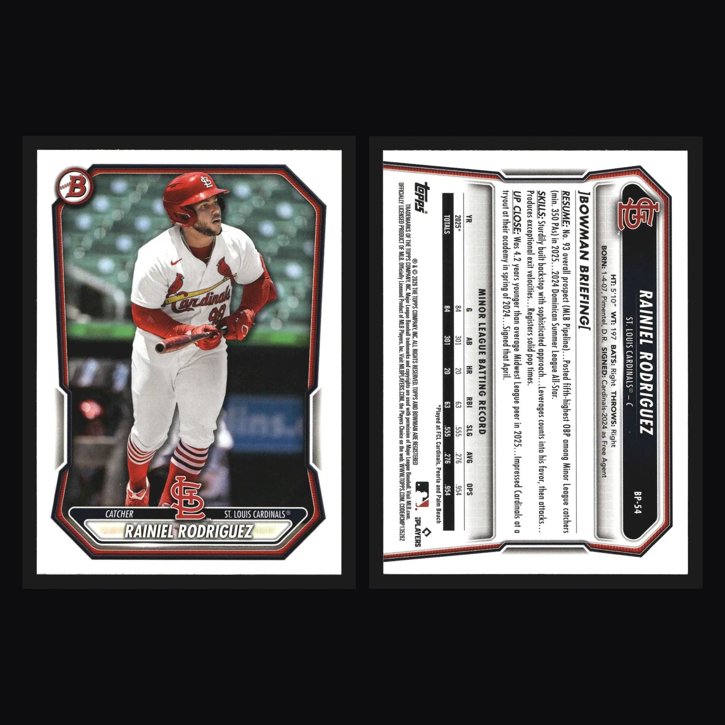 2026 Bowman Rainiel Rodriguez #BP-54 1st Bowman St. Louis Cardinals - Baseball Card Single
