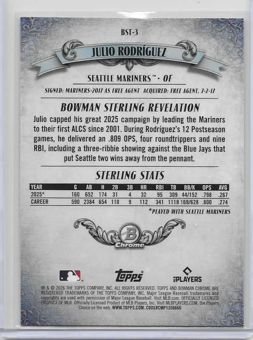 2026 Bowman Sterling Mojo Mega Julio Rodriguez BST-3 (1304) - Baseball Card Single