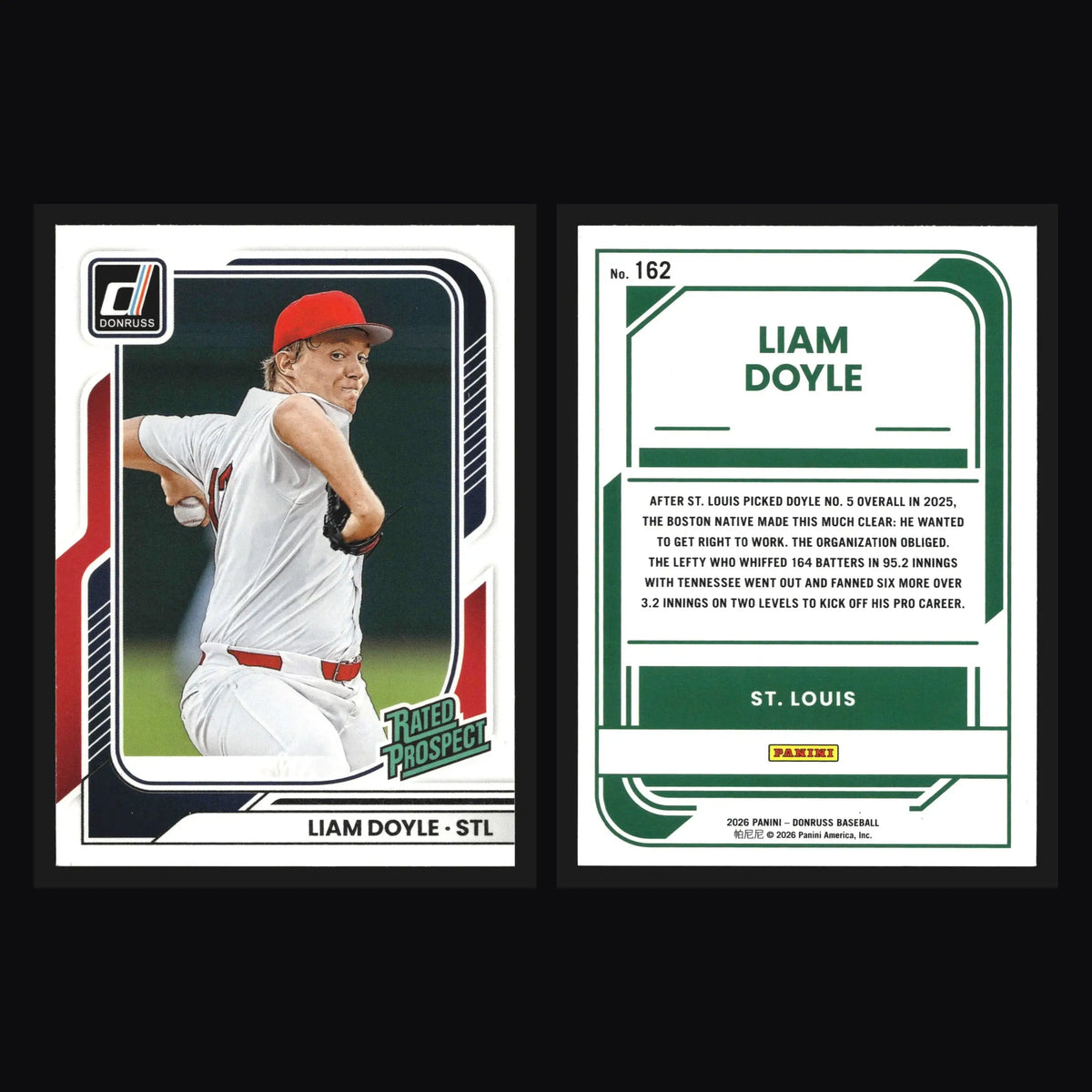 2026 Donruss Liam Doyle #162 Rated Prospect St. Louis Cardinals - Baseball Card Single