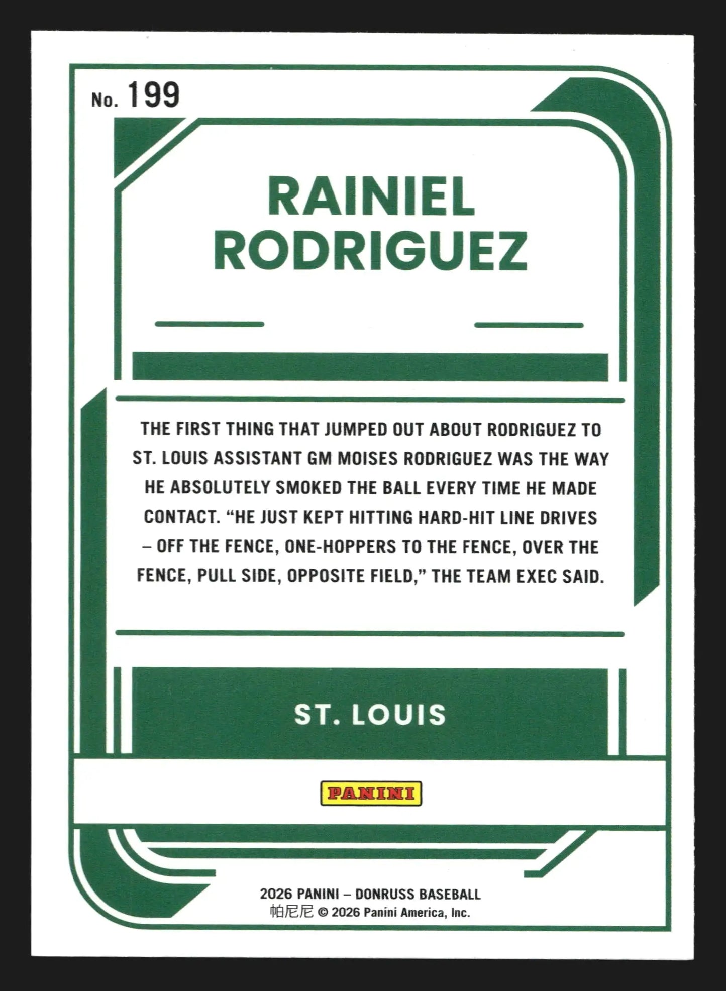 2026 Donruss Liberty Rainiel Rodriguez #199 Rated Prospect Cardinals - Baseball Card Single