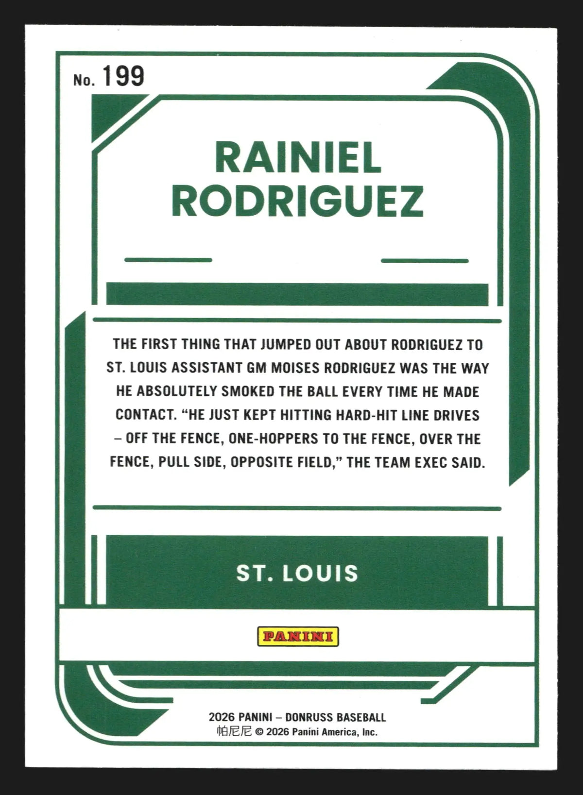 2026 Donruss Liberty Rainiel Rodriguez #199 Rated Prospect Cardinals - Baseball Card Single