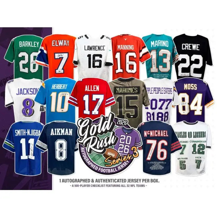 2026 Gold Rush Autographed Football Jersey Series 3 Box - Sports Memorabilia