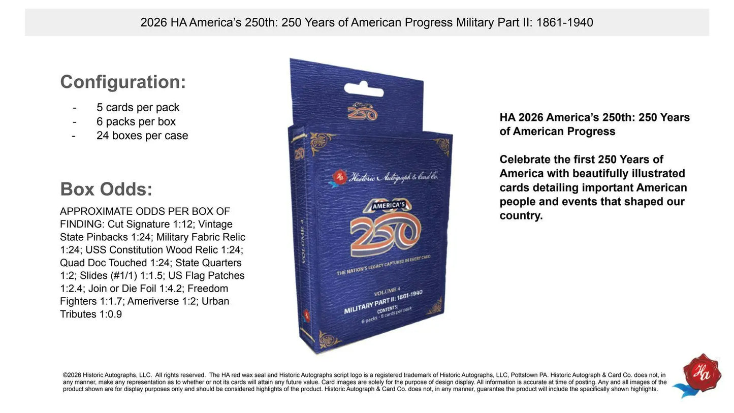2026 Historic Autographs America’s 250th Anniversary Part 2: Military Hobby Box | Columbia Sports Cards - Entertainment