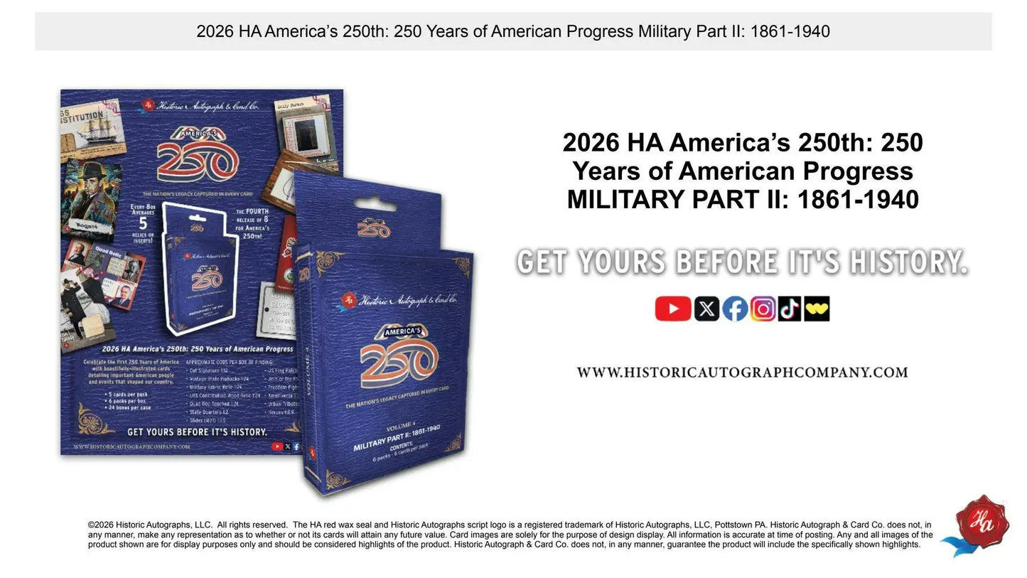 2026 Historic Autographs America’s 250th Anniversary Part 2: Military Hobby Box | Columbia Sports Cards - Entertainment