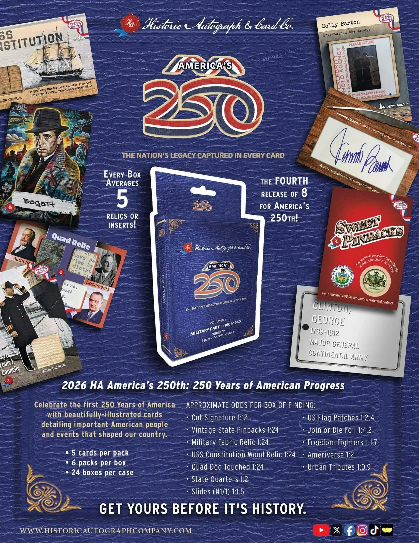 2026 Historic Autographs America’s 250th Anniversary Part 2: Military Hobby Box | Columbia Sports Cards - Entertainment