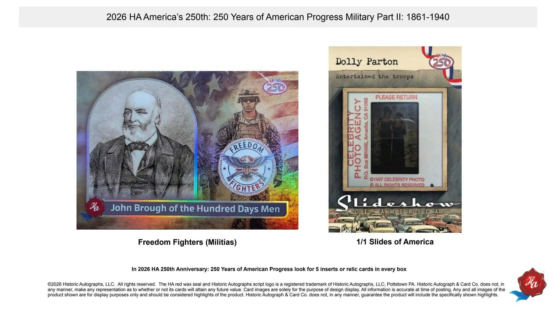 2026 Historic Autographs America’s 250th Anniversary Part 2: Military Hobby Box | Columbia Sports Cards - Entertainment