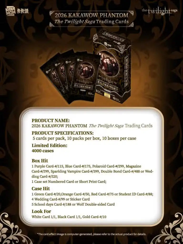 2026 KAKAWOW PHANTOM The Twilight Saga Trading Cards Box | Columbia Sports Cards - Entertainment Card Box