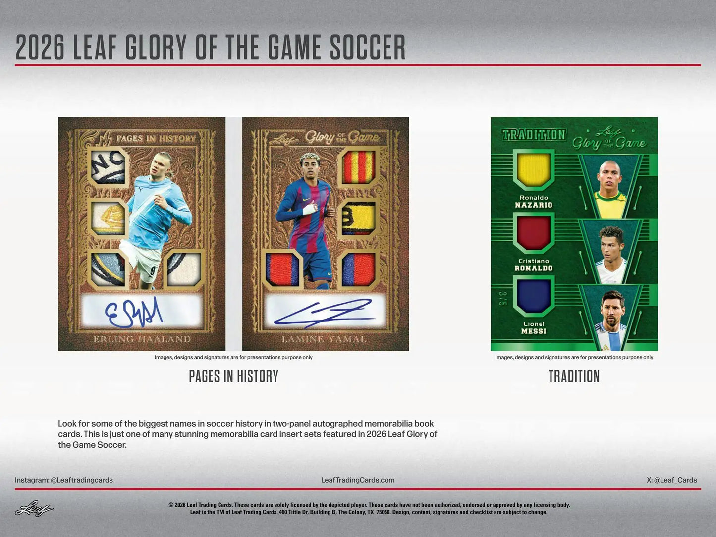 2026 Leaf Glory of the Game Soccer Hobby Box | Columbia Sports Cards - Soccer Card Box