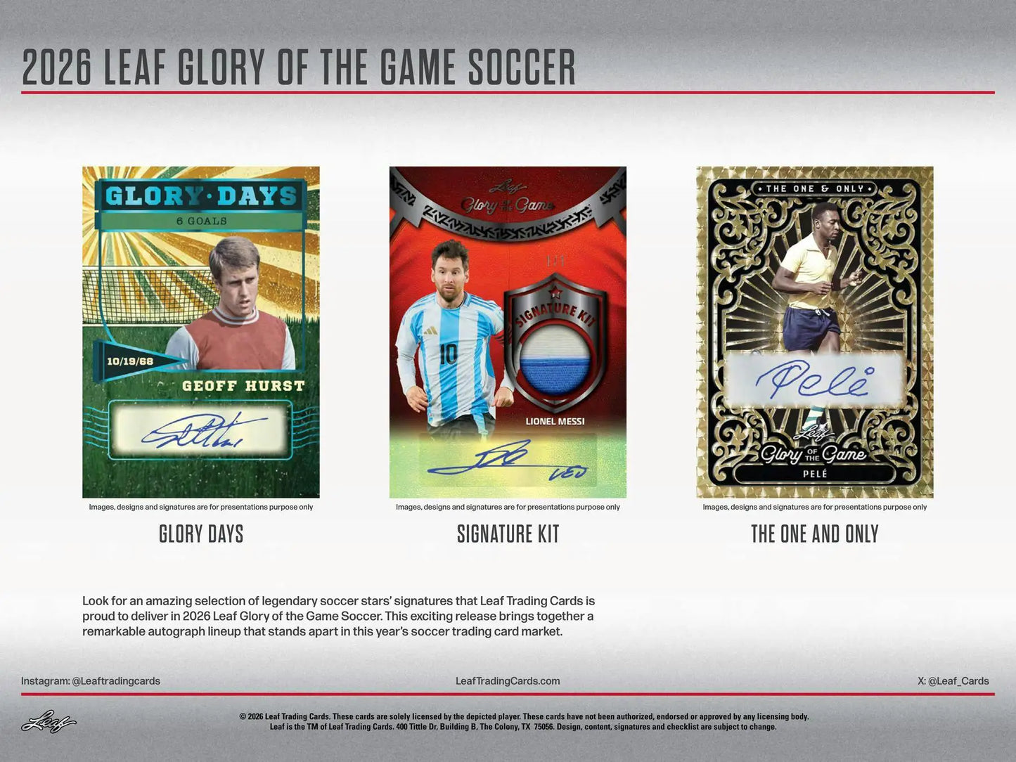 2026 Leaf Glory of the Game Soccer Hobby Box | Columbia Sports Cards - Soccer Card Box