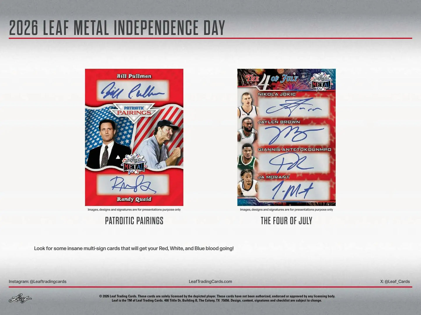 2026 Leaf Metal Independence Day Founding Fathers Box | Columbia Sports Cards - Other