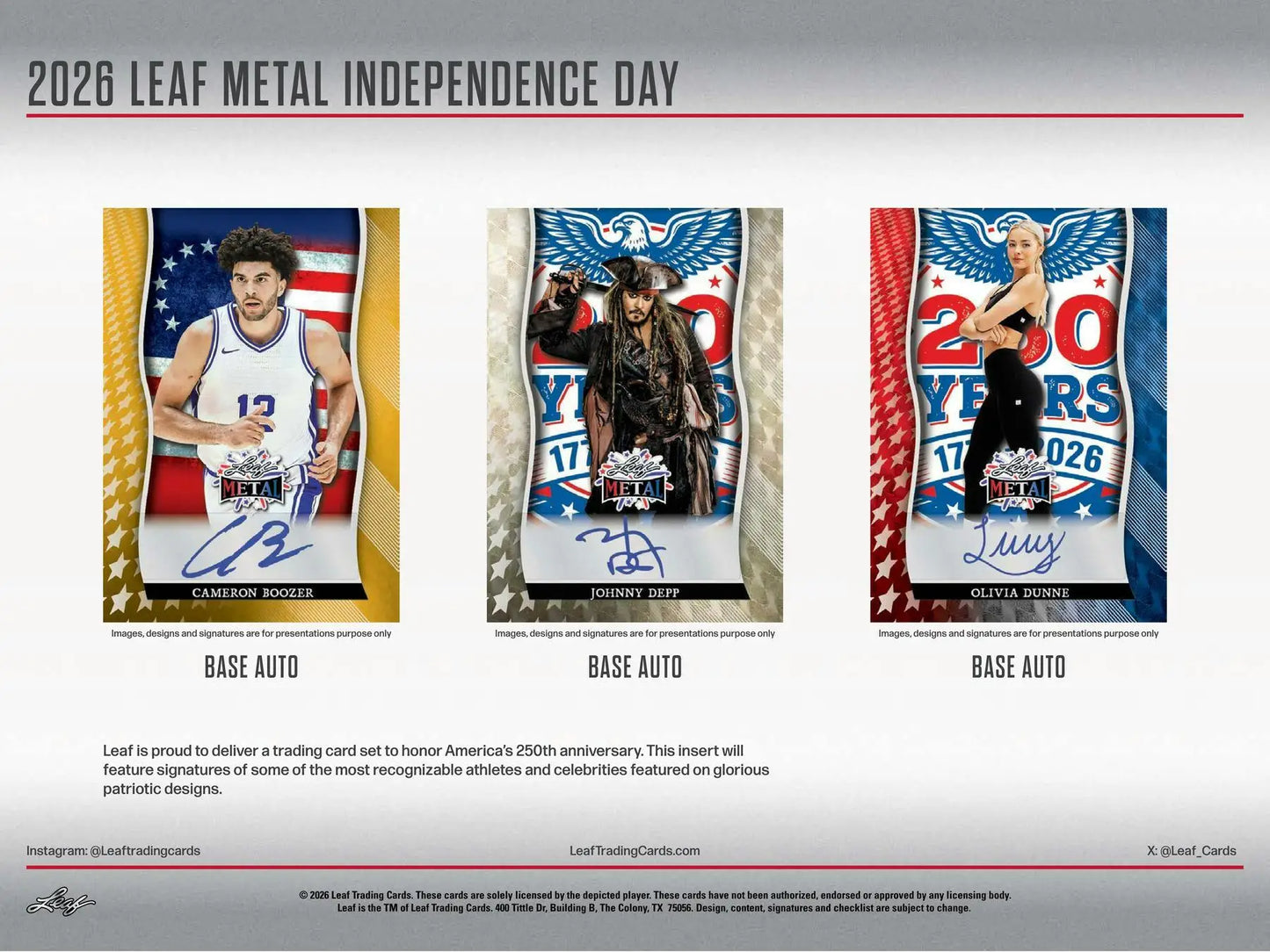 2026 Leaf Metal Independence Day Founding Fathers Box | Columbia Sports Cards - Other