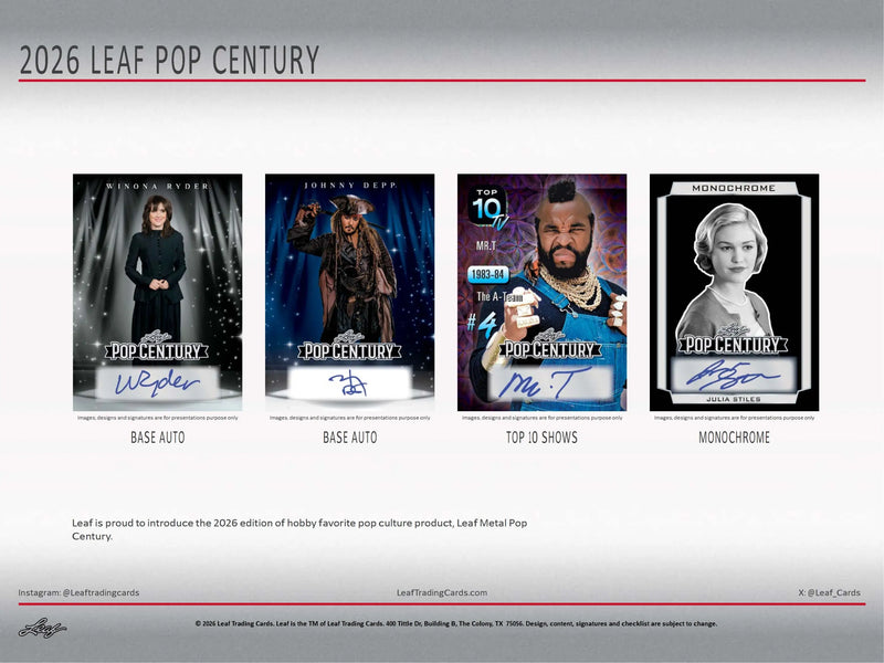 2026 Leaf Pop Century Hobby Box - Entertainment Card Box
