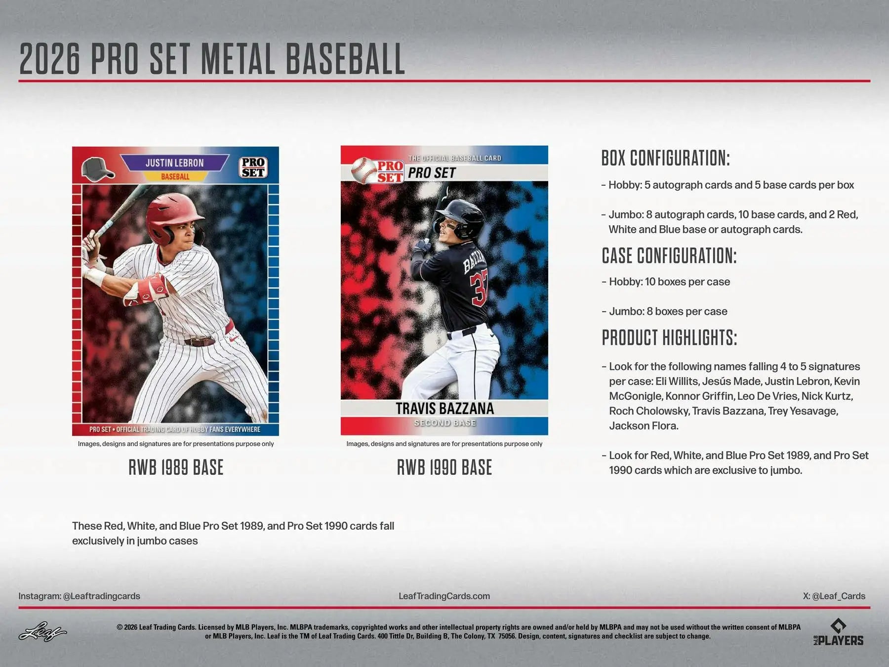 2026 Leaf Pro Set Metal Baseball Hobby Box | Columbia Sports Cards - Baseball Card Box