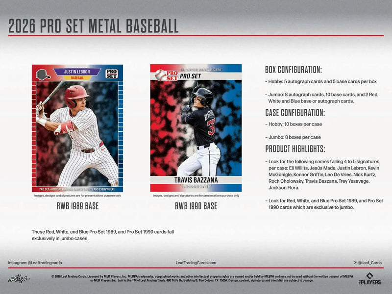 2026 Leaf Pro Set Metal Baseball Hobby Box | Columbia Sports Cards - Baseball Card Box
