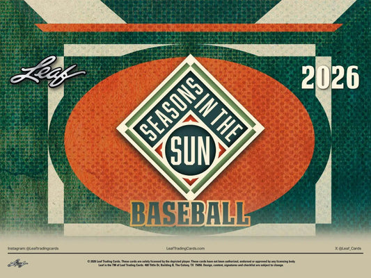 2026 Leaf Seasons in the Sun Baseball Hobby Box | Columbia Sports Cards - Baseball Card Box