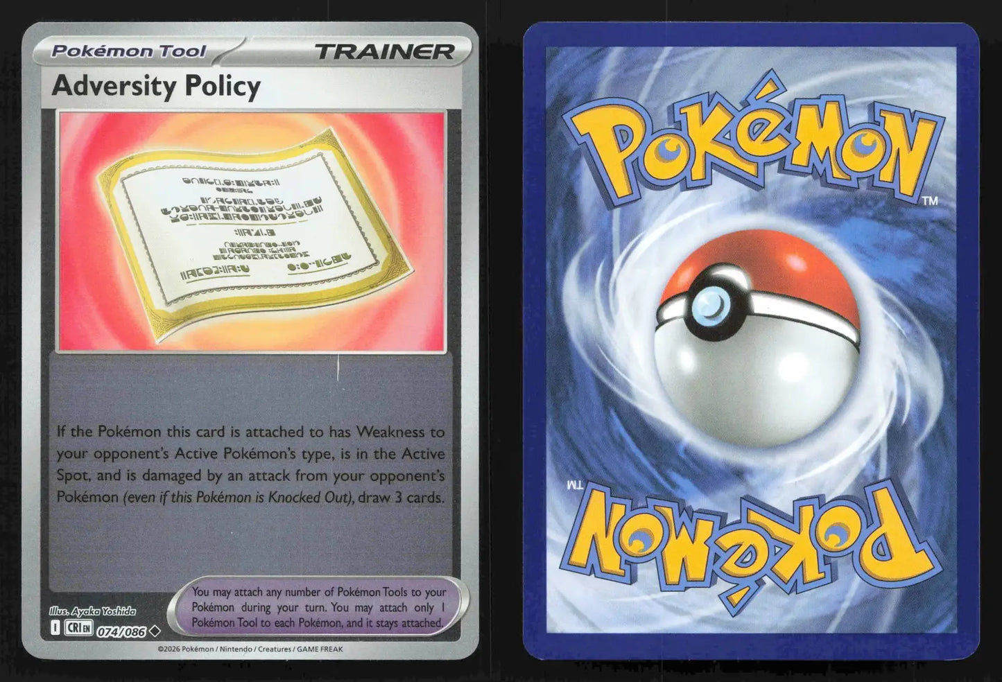 2026 Mega Evolution: Chaos Rising Adversity Policy Reverse Holo 074/086 Uncommon