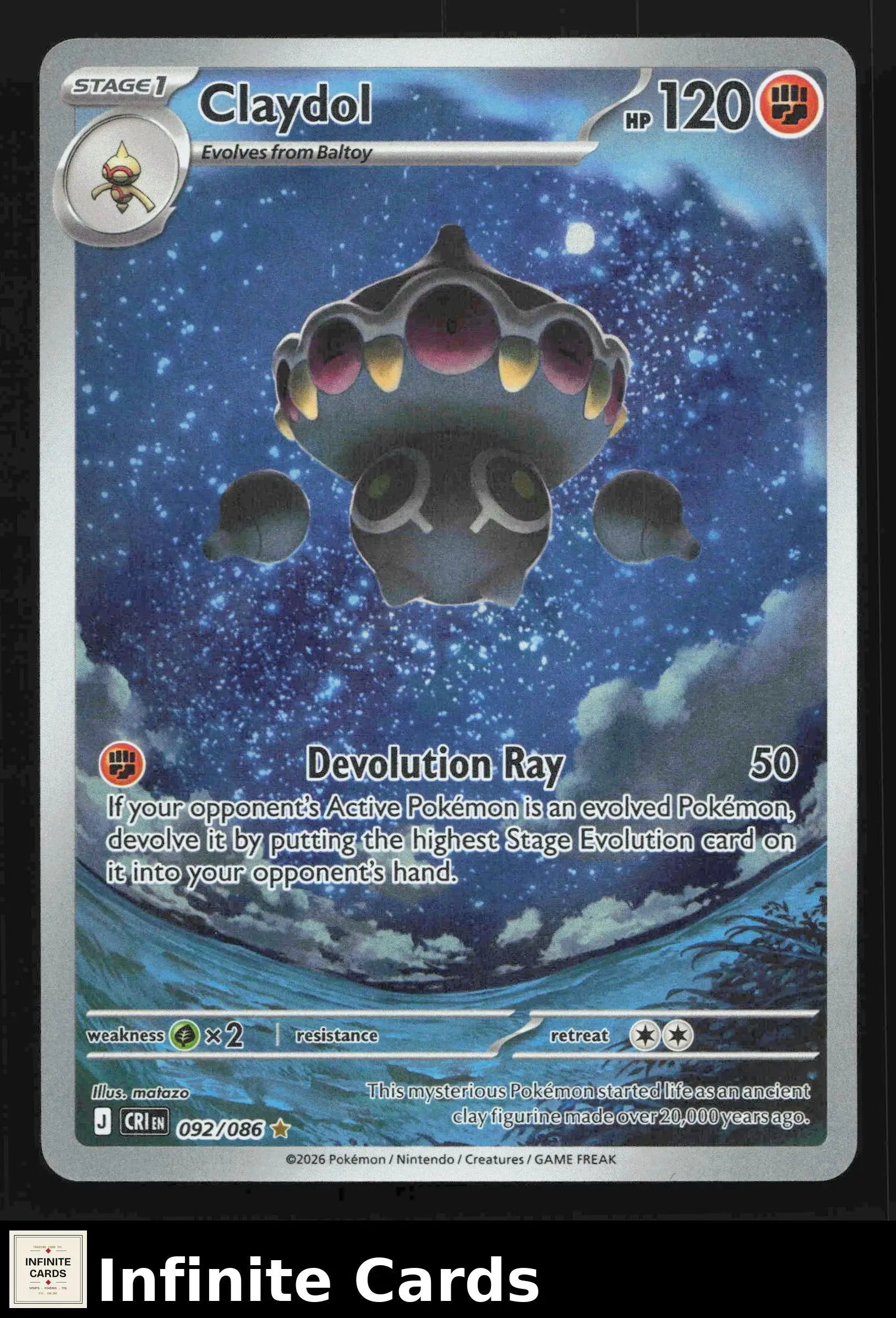 2026 Mega Evolution: Chaos Rising Claydol 092/086 Holo Illustration Rare NM - Pokémon Card Single