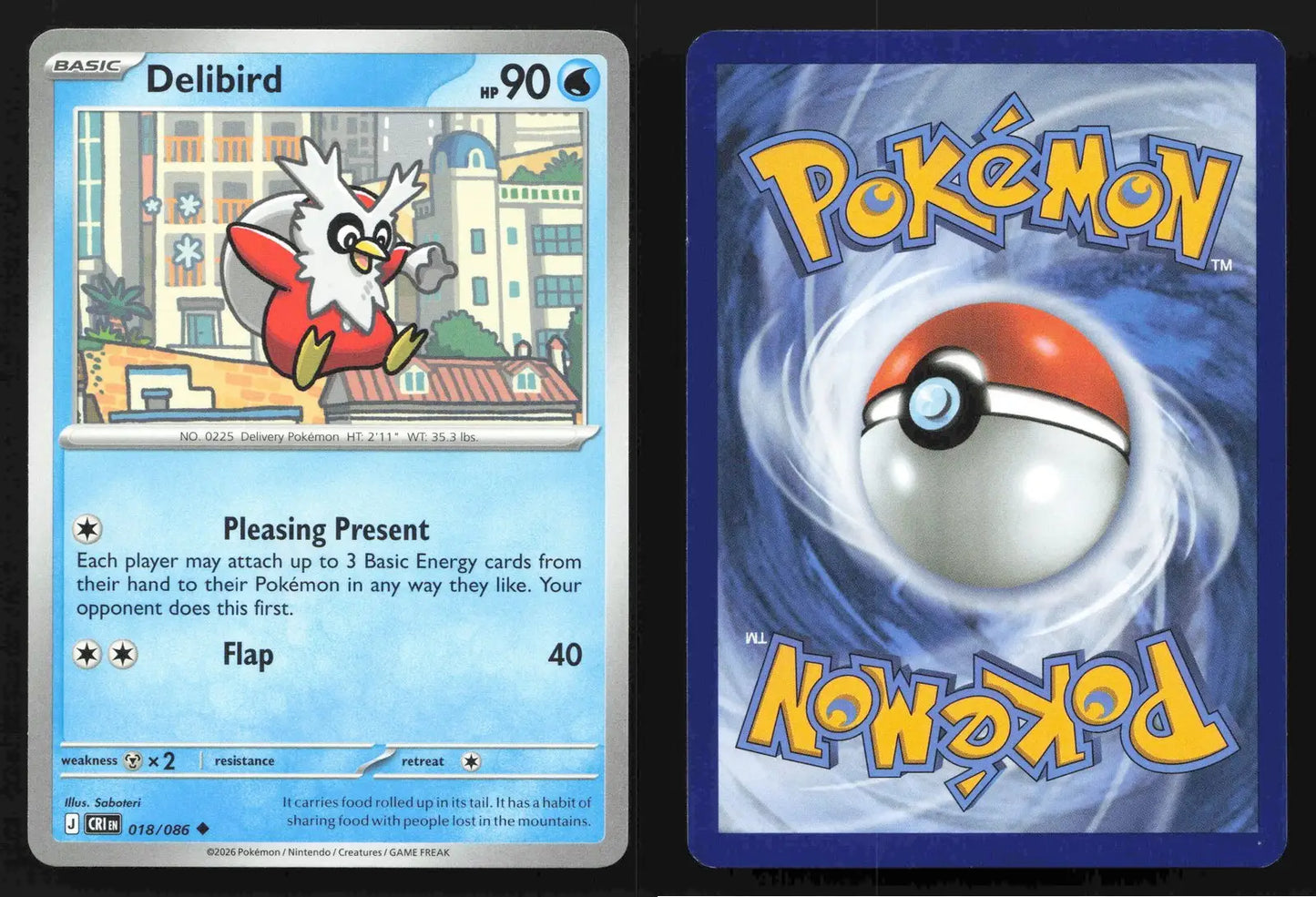 2026 Mega Evolution: Chaos Rising Delibird 018/086 Base Uncommon NM - Pokémon Card Single