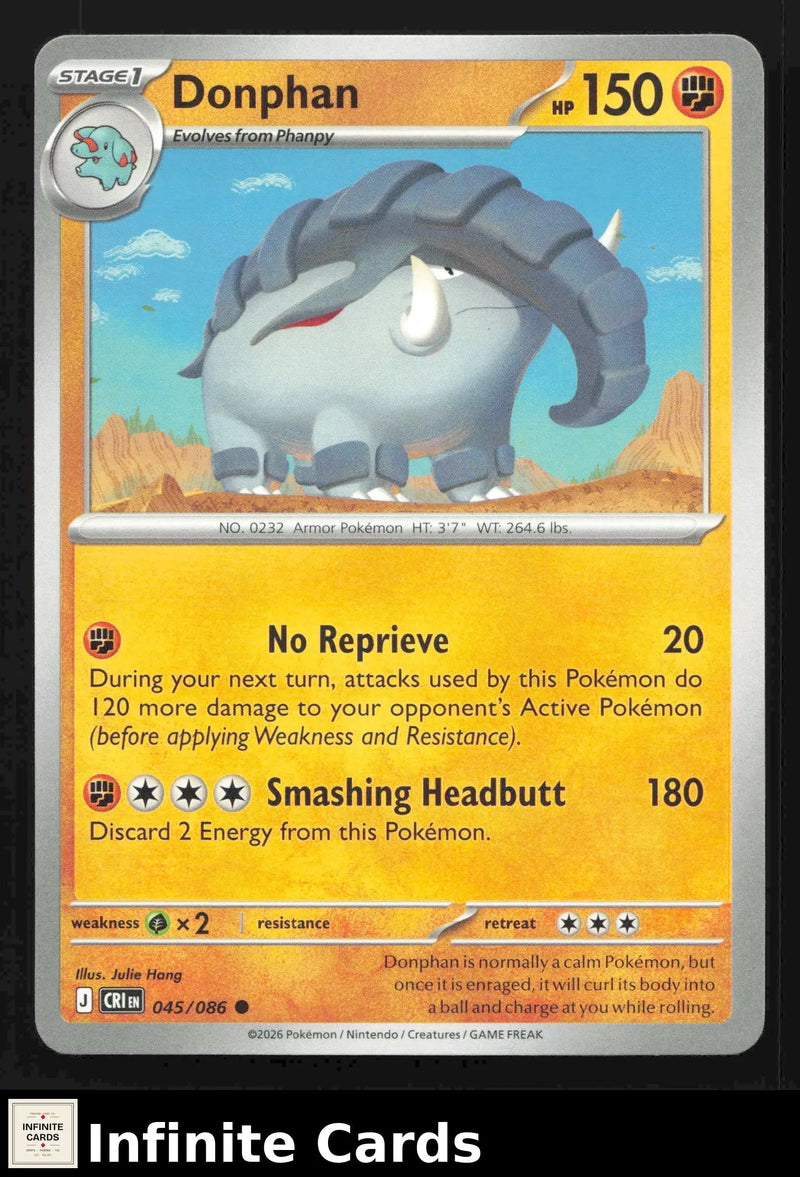 2026 Mega Evolution: Chaos Rising Donphan 045/086 Base Common NM - Pokémon Card Single