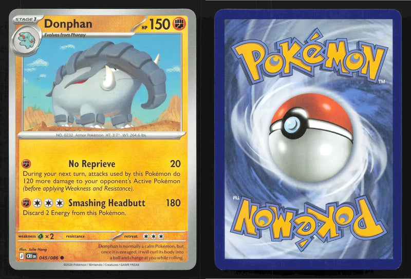 2026 Mega Evolution: Chaos Rising Donphan 045/086 Base Common NM - Pokémon Card Single