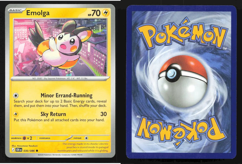 2026 Mega Evolution: Chaos Rising Emolga #030/086 Base Common NM - Pokémon Card Single