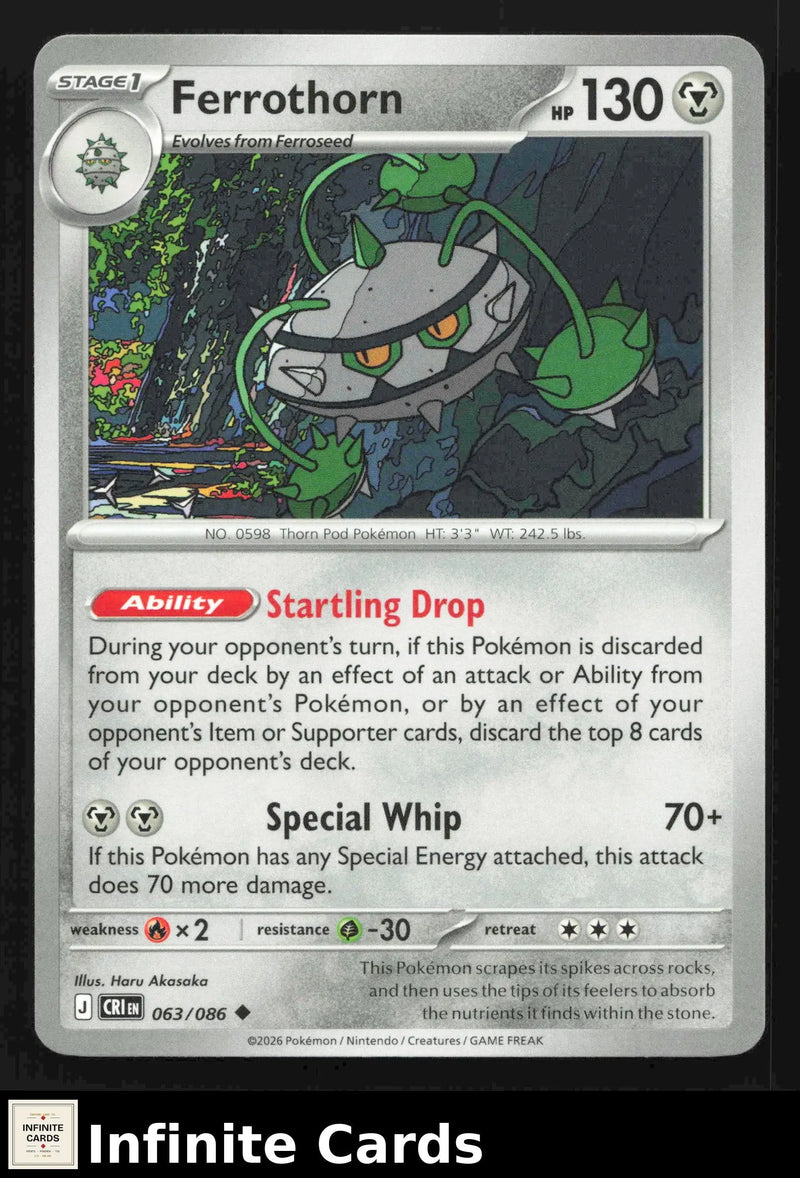 2026 Mega Evolution: Chaos Rising Ferrothorn #063/086 Base Uncommon NM - Pokémon Card Single