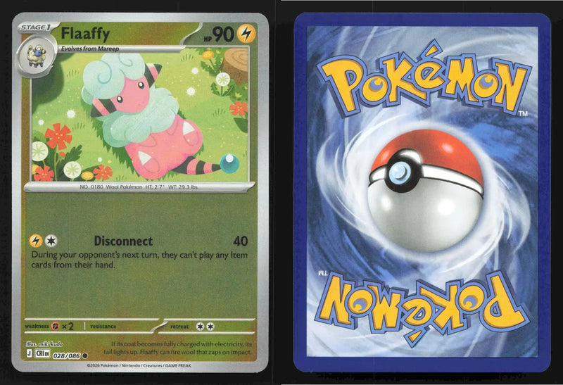2026 Mega Evolution: Chaos Rising Flaaffy #028/086 Reverse Holo Uncommon NM - Pokémon Card Single
