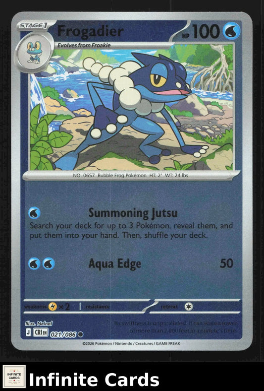 2026 Mega Evolution: Chaos Rising Frogadier #021/086 Reverse Holo Uncommon NM - Pokémon Card Single