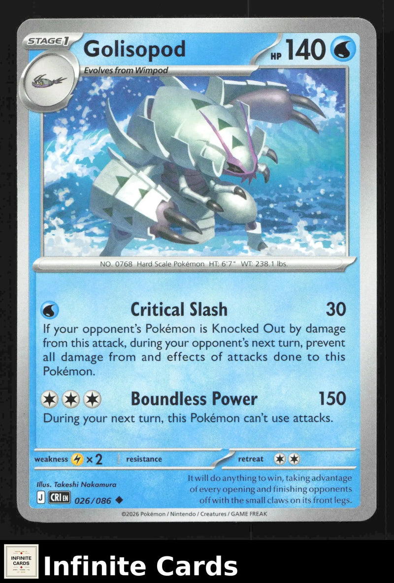2026 Mega Evolution: Chaos Rising Golisopod #026/086 Base Uncommon NM - Pokémon Card Single
