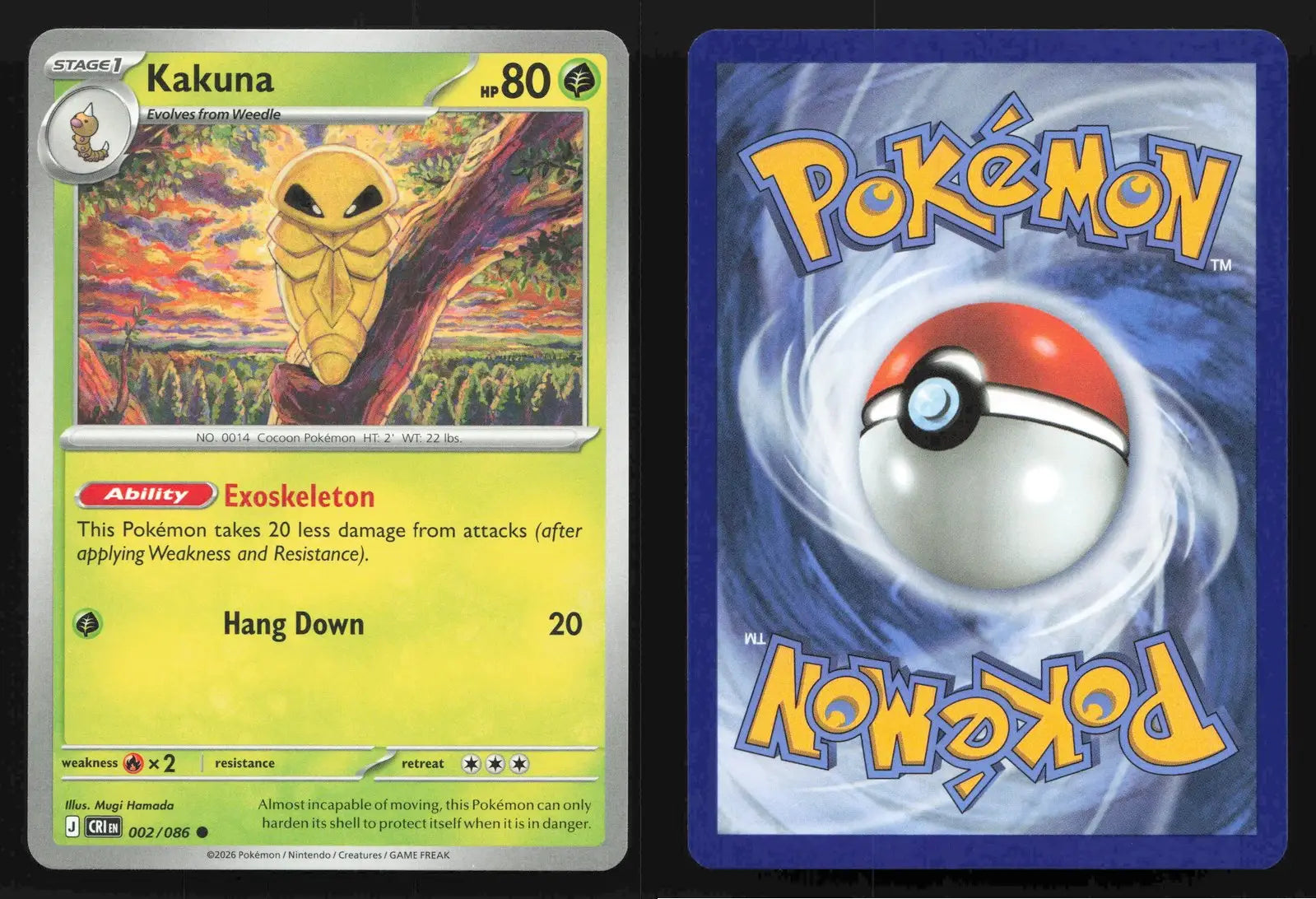2026 Mega Evolution: Chaos Rising Kakuna #002/086 Regular Common NM - Pokémon Card Single