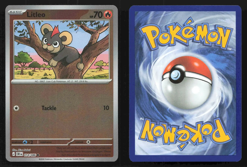 2026 Mega Evolution: Chaos Rising Litleo #014/086 Reverse Holo Common NM - Pokémon Card Single